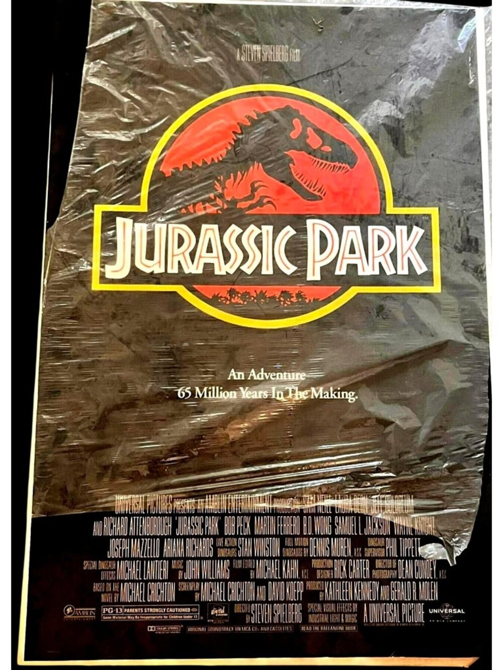 Vtg Jurassic Park Original Authentic 1992 Movie Theater Poster 27"x38"